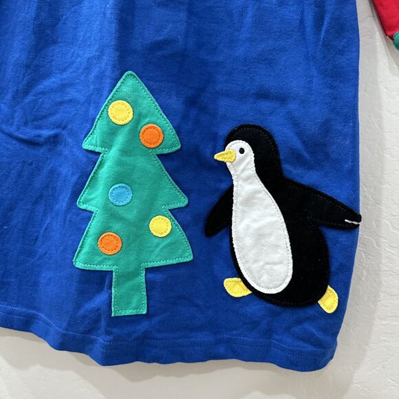 Toby Tiger Blue Christmas Tree Penguin Appliqué Long Sleeve Dress - Picture 4 of 8